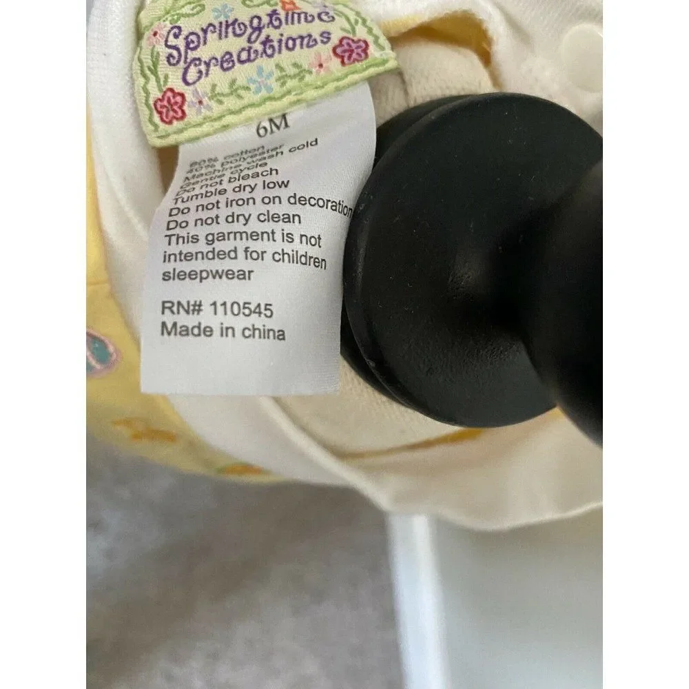 Springtime Creations Yellow Easter Bunny Egg Train Embroidered 1 Piece 6 Month